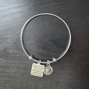 Silver Sunflower Charm Bangle Bracelet NWOT